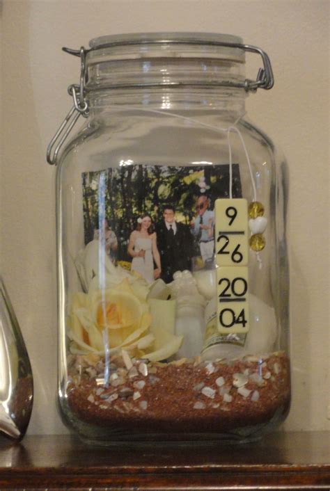 Wedding Memory Jarfilled With Mementos And The Date Is Made From