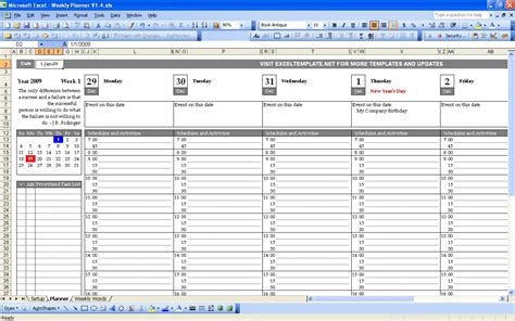 Weekly Planner Excel Template Documents And Pdfs