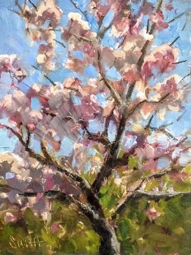 Daily Paintworks Cherry Blossoms Original Fine Art For Sale