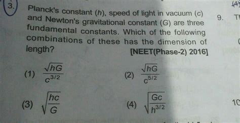 3 9 Te Plancks Constant H Speed Of Light In Va Physics