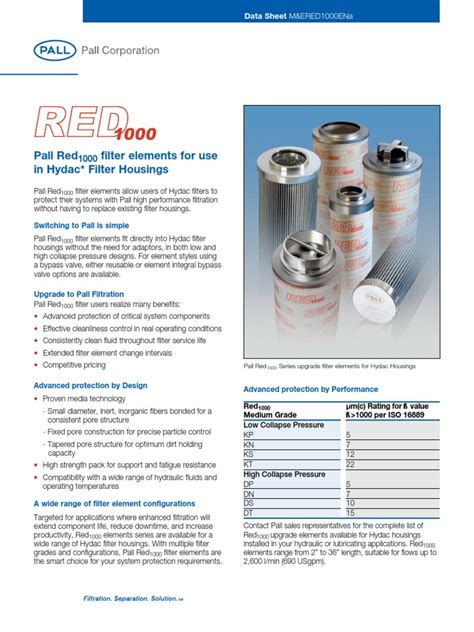 pall red filter elements for use in hydac filter housings switching to pall is simple pdf
