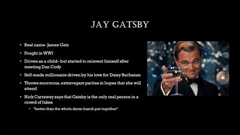 The characters suggest gatsby is a spy, a gambler, and sells cognac over the counter. What is gatsbys first name labelhqs.org