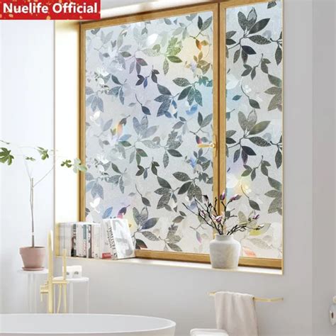 60cmx200cm Leaf Pattern Electrostatic Frosted Glass Film Living Room