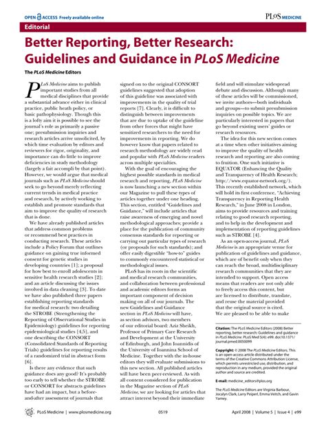 Pdf Better Reporting Better Research Guidelines And Guidance In