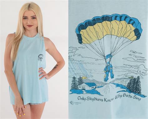 Parachuting Shirt 90s Tank Top Skydiving Graphic Muscle Tee Pacific