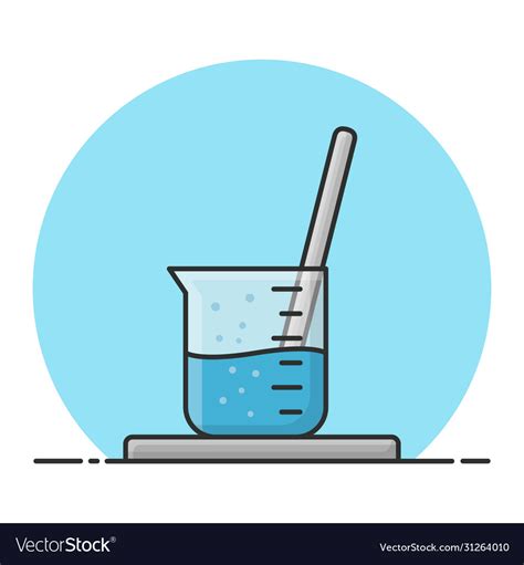 Beaker Glass And Stirrer Laboratory Chemistry Vector Image