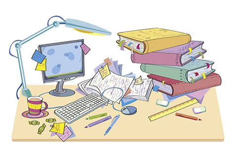 Messy Office Desk Cartoon