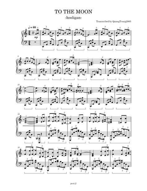 TO THE MOON – hooligan (piano ver) Sheet music for Piano (Solo