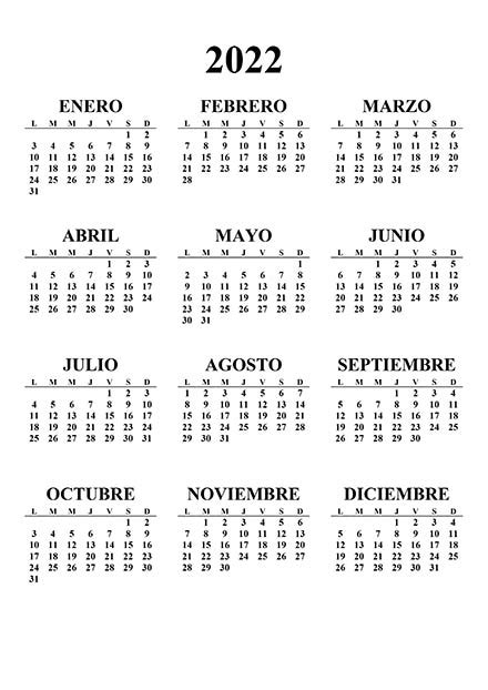 Calendario 2022 Calendariossu