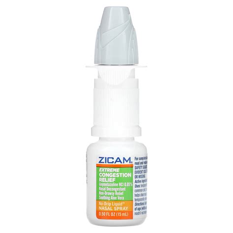 Zicam Extreme Congestion Relief No Drip Liquid Nasal Spray Soothing Aloe Vera 05 Fl Oz 15 Ml