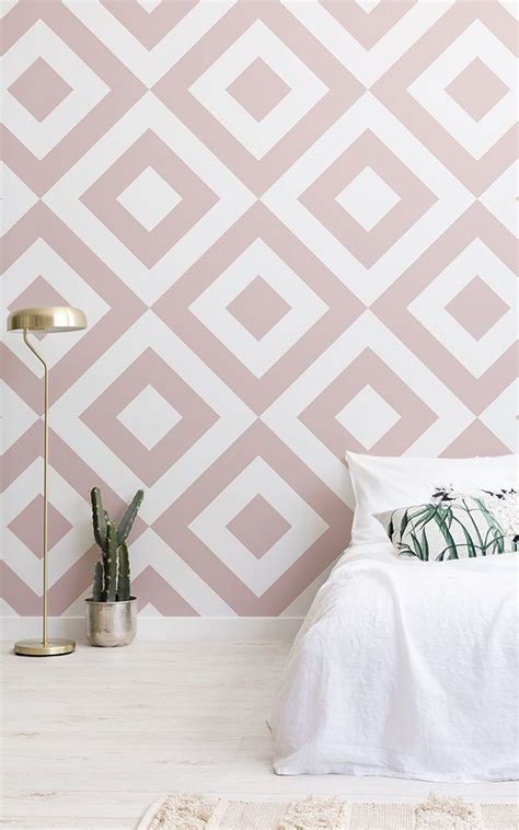Dusky Pink Geometric Wallpaper Mural Hovia Uk Girls Bedroom