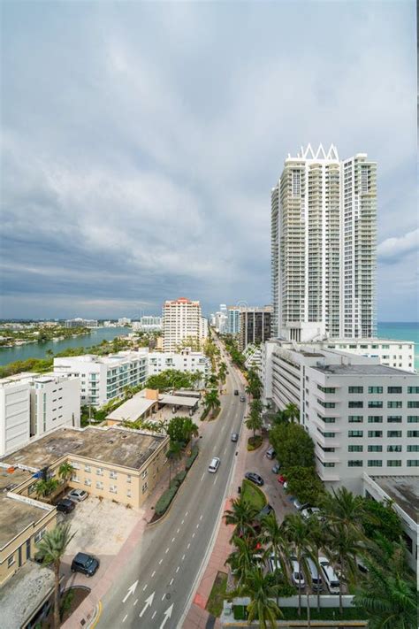 Miami Beach Scene Collins Avenue And 65th Street Stock Photo Image Of