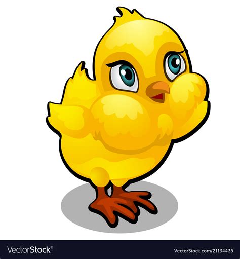 Cute Yellow Cartoon Chick Isolated On A White Vector Image