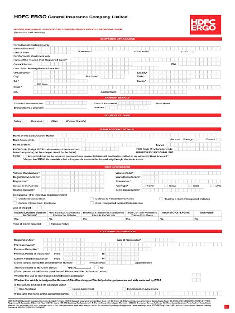 Hdfc ergo general insurance company merged with hdfc ergo health insurance on november 13, 2020. PDF HDFC ERGO Motor Car Insurance Form PDF Download in ...