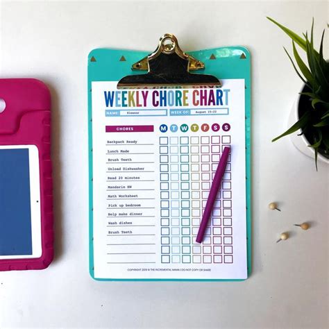 Fillable Chore Charts For Kids Instant Download Chore Chart Kids