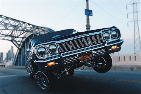 Hd Wallpaper Black Car On Road Low Rider Vintage Oldschool