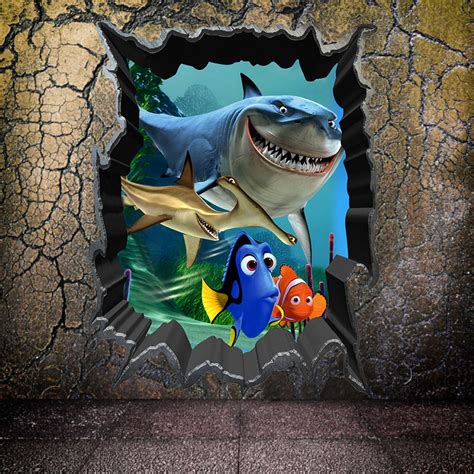Shark wall decal art decor 3d smashed aquarium poster kids room sticker bl130. Aliexpress.com : Buy shark fish finding nemo wall sticker kids bedroom decoration 1438. diy ...