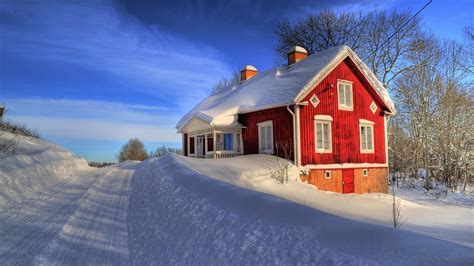 House Between Snow 1366 X 768 Hdtv Wallpaper