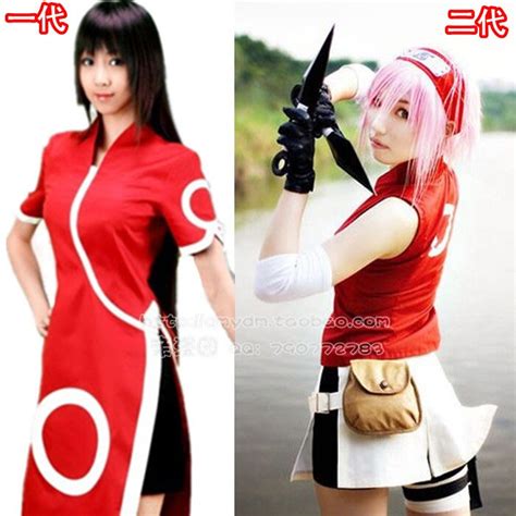 Naruto Haruno Sakura Frist 2nd Version Dress Cosplay Costume Set On