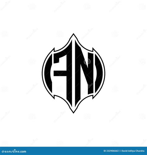 Fn Logo Monogram Geometric Shield Shape Style Stock Vector