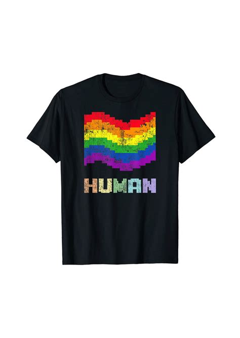 Rainbow Pride Flag 8 Bit Human Lgbt There Are More Than 2 Genders T Shirt Tops