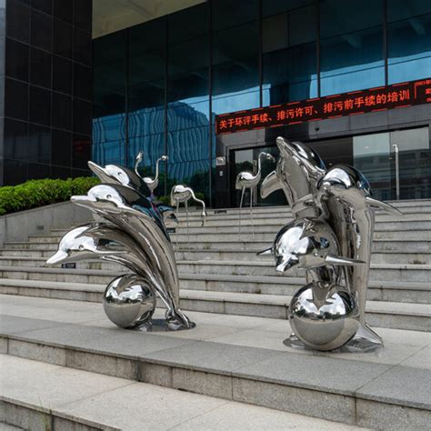 Outdoor Large Size Stainless Steel Fish Sculpture Animal Statue Garden