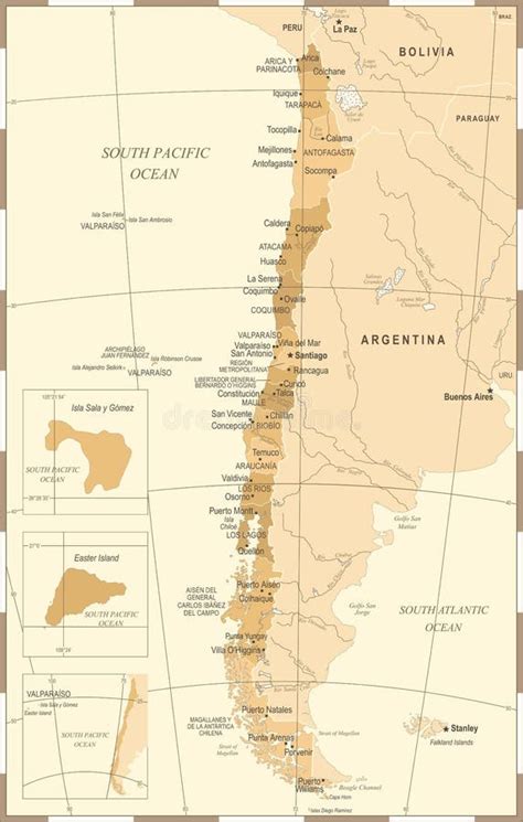 Chile Map Vintage Detailed Vector Illustration Stock Illustration