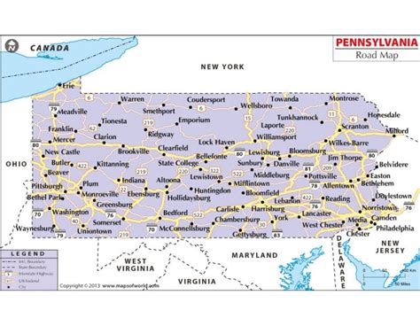 Road Map Of Pennsylvania
