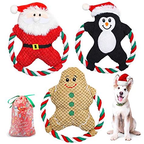 Christmas Squeaky Plush Dog Toys Stuffed Chew Toys With