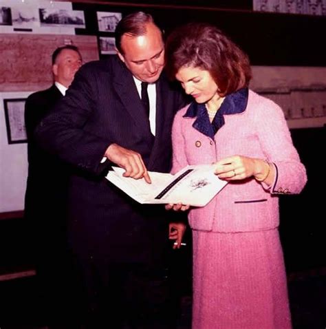 jackie kennedy during a review of restoration plans for lafeyette square with architect carl