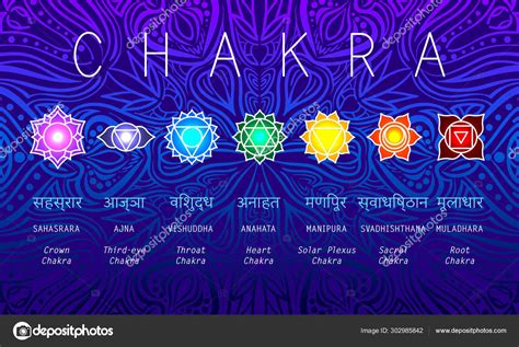 Basic Human Chakra System 7 Chakras Set Of Seven Chakra Symbols Of