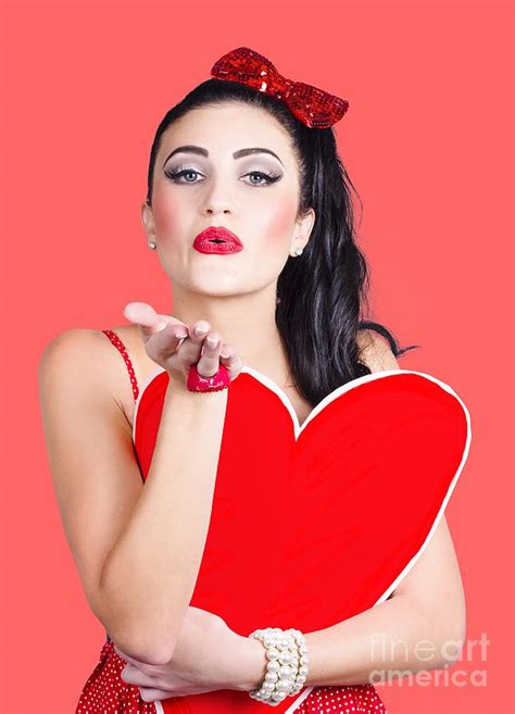 Isolated Pin Up Woman Holding A Heart Shaped Sign Photograph By Jorgo Photography Fine Art America