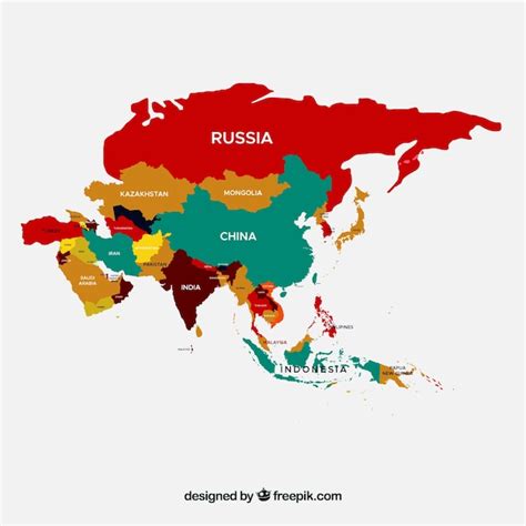 Vector Political Map Of Asia Colorful Hand Drawn Illustration Of The Images
