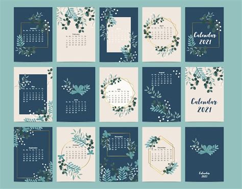 Premium Vector Cute Woodland Calendar 2021 With Bear Skunk Penguin