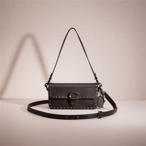 Coach Restored Studio Baguette Bag With Crystal Rivets In Pink Lyst