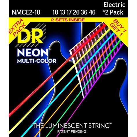 Dr Strings Hi Def Neon Multi Color Medium Electric Guitar Strings 10