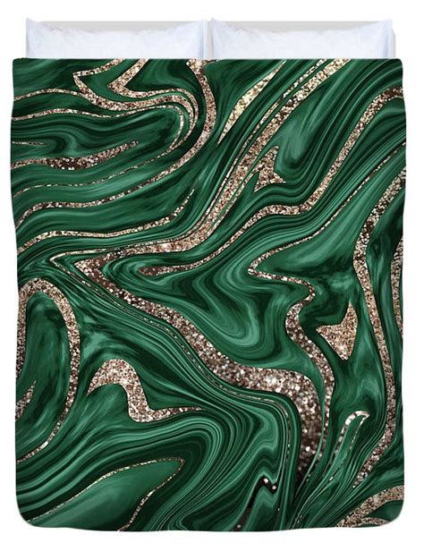 Emerald Green Black Gold Glitter Marble 1 Decor Art Duvet Cover By