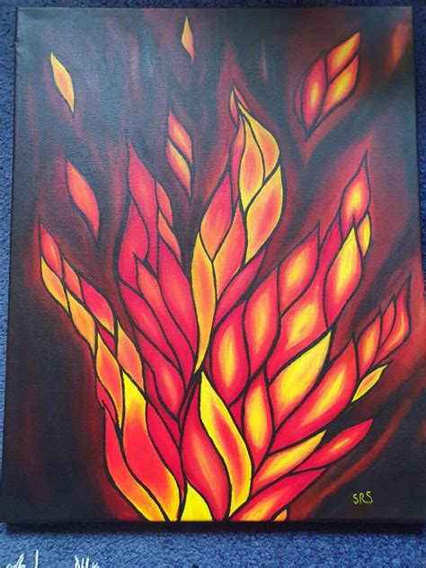 Fire Flame Acrylic Fire Painting On Canvas Red Yellow Etsy