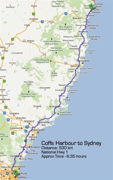 Sydney To Coffs Harbour Road Maps Australian Road Trip Australia