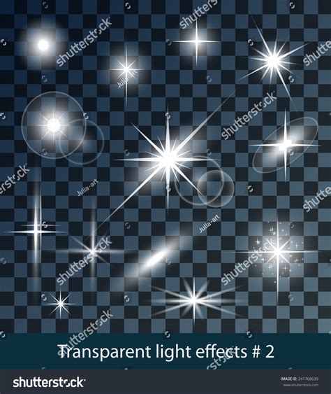 Vector Glowing Stars Lights Sparkles Transparent Stock Vector Royalty