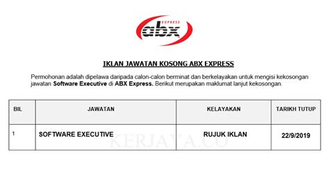 Sebagai pihak berkuasa tatatertib, suruhanjaya mempunyai bidang kuasa untuk. Permohonan Jawatan Kosong ABX Express • Portal Kerja ...