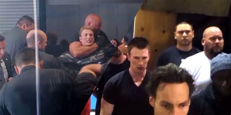 Chris Evans Captain America Winter Soldier Elevator Fight Rehearsal