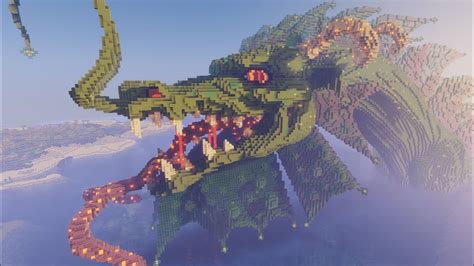 Minecraft Creative Build Nether Portalsea Serpent Sculpture Cinematic