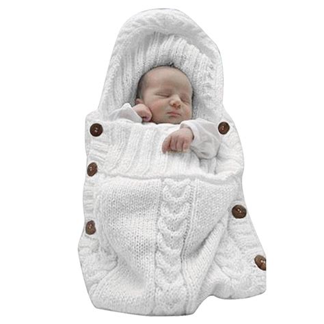Willkey Newborn Baby Wrap Swaddle Blanket Knit Sleeping Bag Receiving