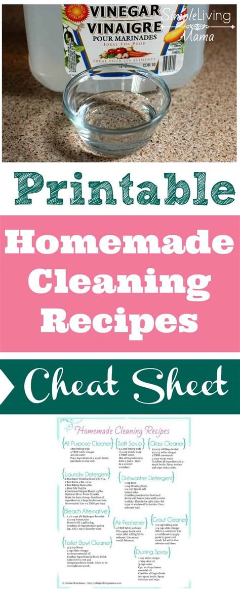 Free Printable Homemade Cleaners Cheat Sheet Life