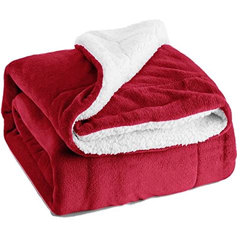 Sherpa Throw Blanket Red 50x60 Reversible Fuzzy Bed Throws Microfiber