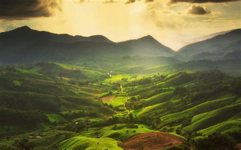 Green Hills And Mountains Nature Landscape Mist Valley Hd Wallpaper