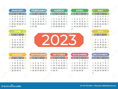 Vector Calendar 2023 Year Landscape Design Stock Vector Illustration