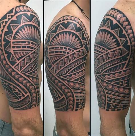 As you ink sleeve tattoos, you can also share with your artist a few. 75 Tribal Arm Tattoos For Men - Interwoven Line Design Ideas