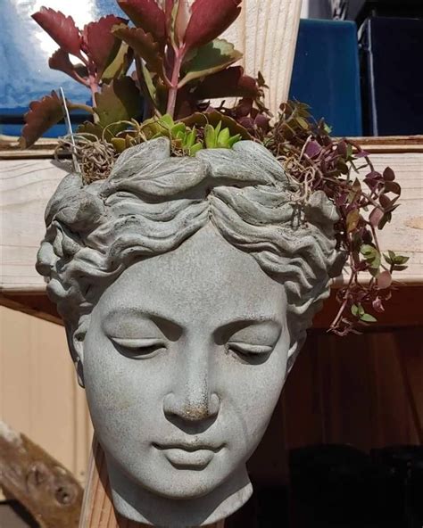 9 Tall Wall Mount Classic Women Head Planter Garden Art Etsy Head